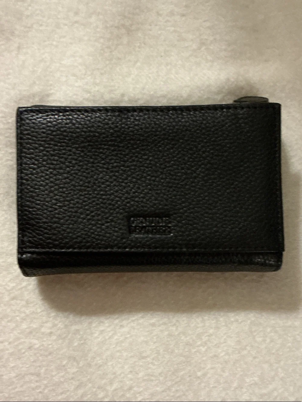 mundi Black Leather Trifold Card & ID Wallet with Clear ID Window